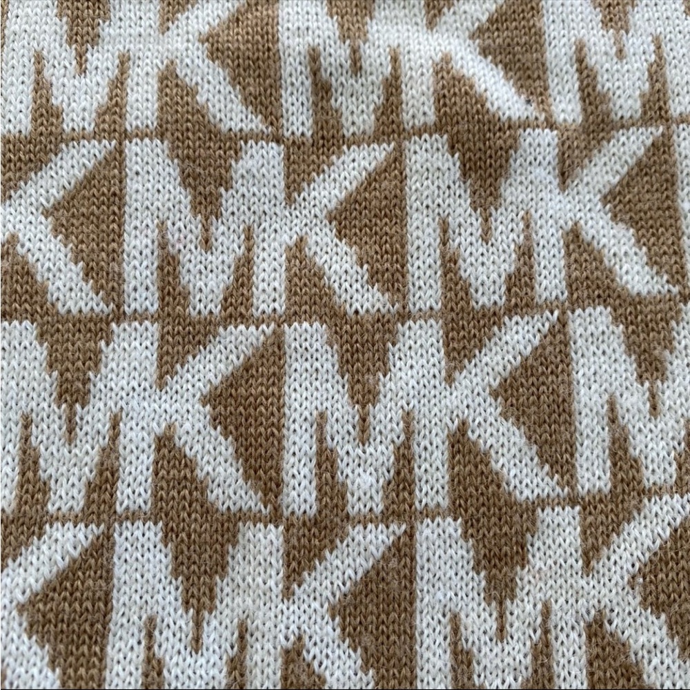 Michael Kors MK Monogram Winter Scarf Camel/Tan Designer Not an Infinity Scarf - Picture 3 of 5